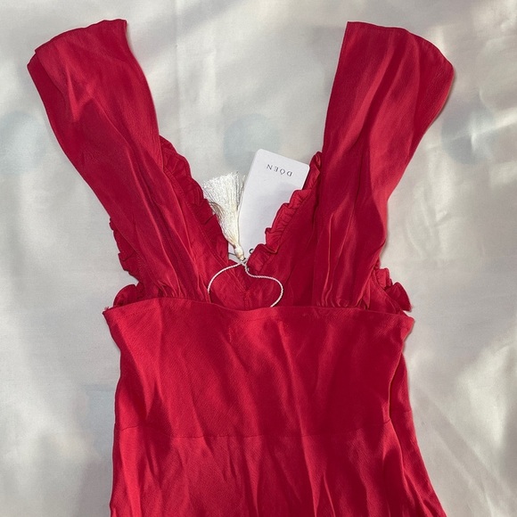 NEW! Doen- Amoretta Maxi Dress Tigerlily Red Size XXS Ruffle Cutout Summer - Picture 7 of 11